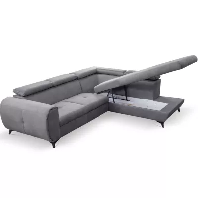 Rozkládací sedačka s úložným prostorem DAUPHIN - šedá, pravý roh
