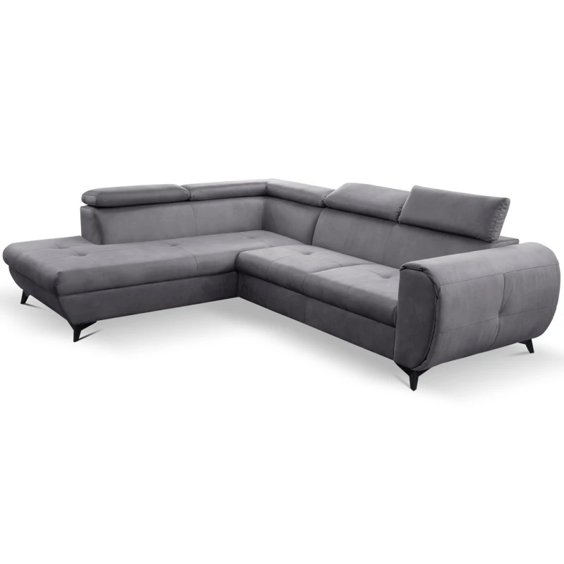 Rozkládací sedačka s úložným prostorem DAUPHIN - šedá, levý roh