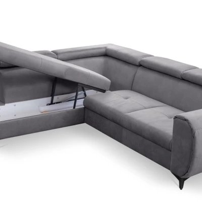 Rozkládací sedačka s úložným prostorem DAUPHIN - šedá, levý roh