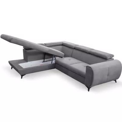 Rozkládací sedačka s úložným prostorem DAUPHIN - šedá, levý roh