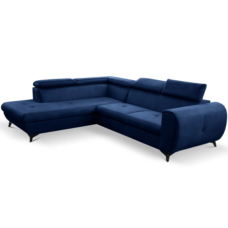 Rozkládací sedačka s úložným prostorem DAUPHIN - modrá, levý roh