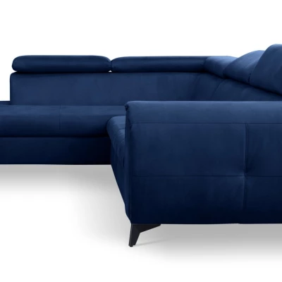 Rozkládací sedačka s úložným prostorem DAUPHIN - modrá, levý roh