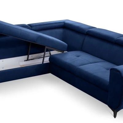 Rozkládací sedačka s úložným prostorem DAUPHIN - modrá, levý roh