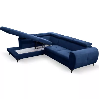 Rozkládací sedačka s úložným prostorem DAUPHIN - modrá, levý roh