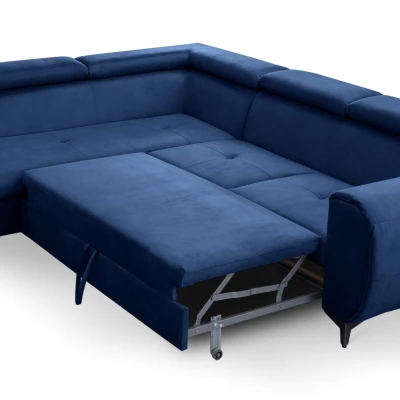 Rozkládací sedačka s úložným prostorem DAUPHIN - modrá, levý roh