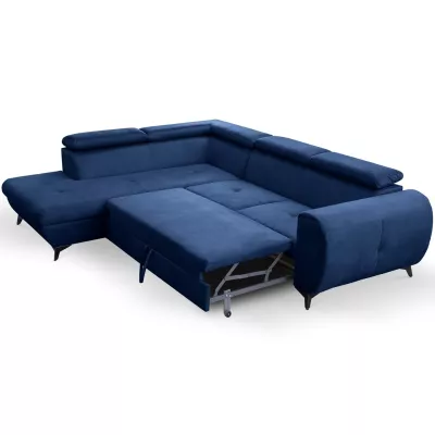 Rozkládací sedačka s úložným prostorem DAUPHIN - modrá, levý roh