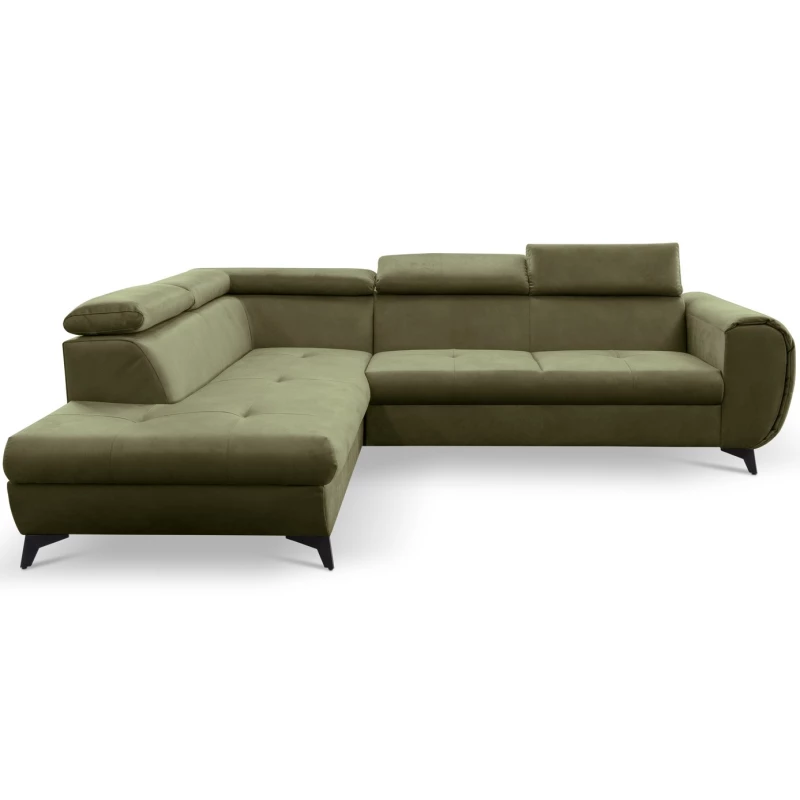 Rozkládací sedačka s úložným prostorem DAUPHIN - khaki, levý roh