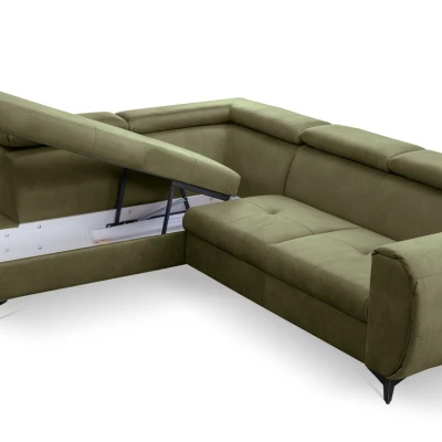 Rozkládací sedačka s úložným prostorem DAUPHIN - khaki, levý roh