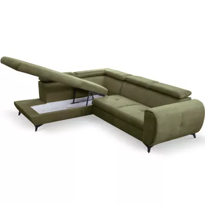 Rozkládací sedačka s úložným prostorem DAUPHIN - khaki, levý roh