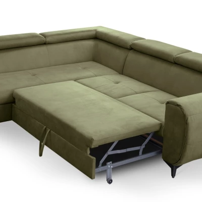 Rozkládací sedačka s úložným prostorem DAUPHIN - khaki, levý roh