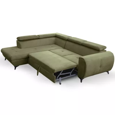Rozkládací sedačka s úložným prostorem DAUPHIN - khaki, levý roh