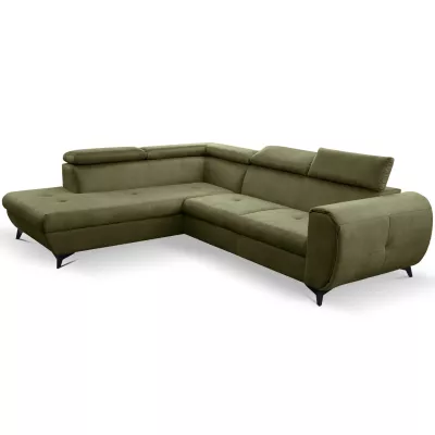 Rozkládací sedačka s úložným prostorem DAUPHIN - khaki, levý roh