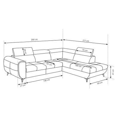 Rozkládací sedačka s úložným prostorem DAUPHIN - šedá, levý roh