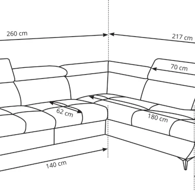 Rozkládací sedačka s úložným prostorem DAUPHIN - hnědá, levý roh