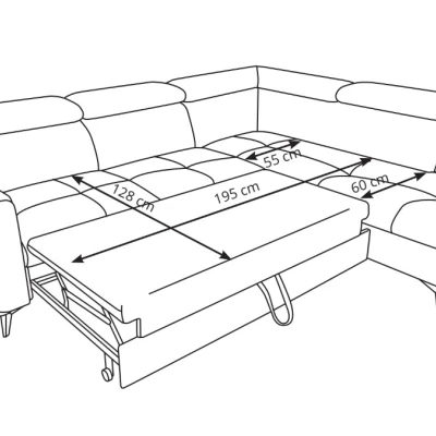 Rozkládací sedačka s úložným prostorem DAUPHIN - hnědá, levý roh
