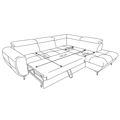 Rozkládací sedačka s úložným prostorem DAUPHIN - tyrkysová, levý roh