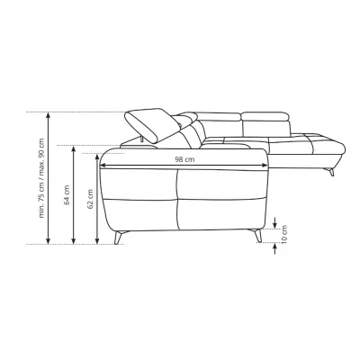 Rozkládací sedačka s úložným prostorem DAUPHIN - tyrkysová, pravý roh