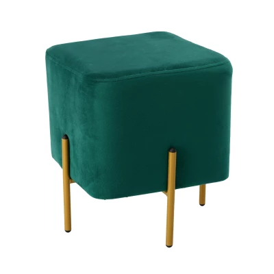 Taburet kostka MADOX - zelený / zlatý