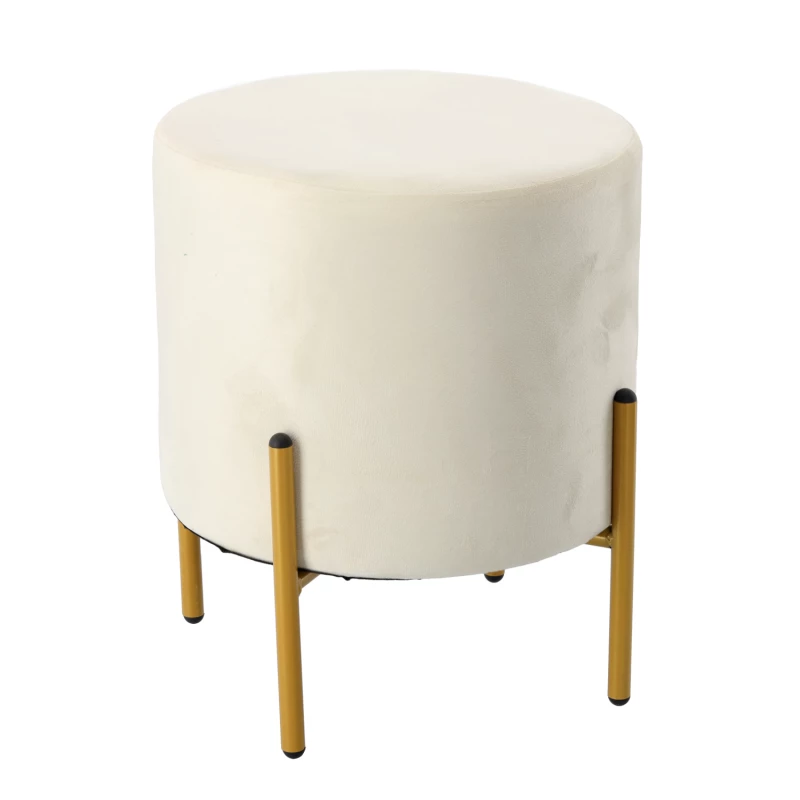 Kulatý taburet MADOX - krémový / zlatý
