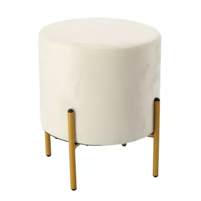 Kulatý taburet MADOX - krémový / zlatý