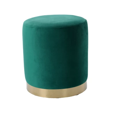 Elegantní kulatý taburet MADOX - zelený / zlatý