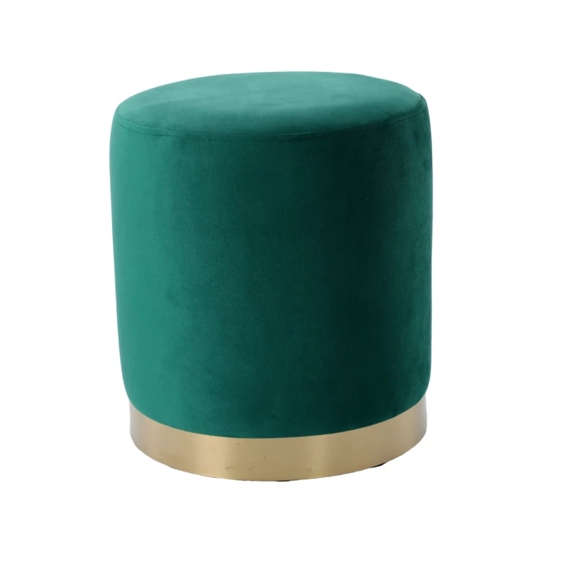 Elegantní kulatý taburet MADOX - zelený / zlatý