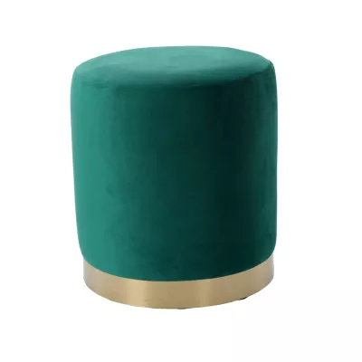 Elegantní kulatý taburet MADOX - zelený / zlatý