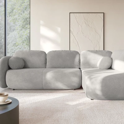 Rozkládací rohová sedačka COBOURG 2 - světlá šedá, pravý roh