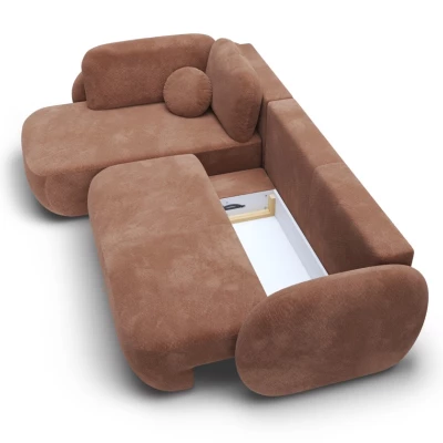 Rozkládací rohová sedačka COBOURG 2 - hnědá, levý roh