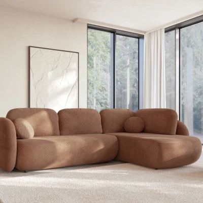 Rozkládací rohová sedačka COBOURG 2 - hnědá, levý roh