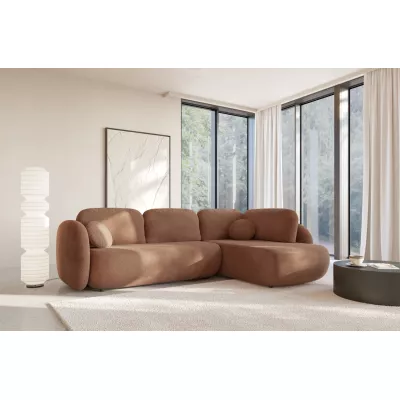 Rozkládací rohová sedačka COBOURG 2 - hnědá, levý roh