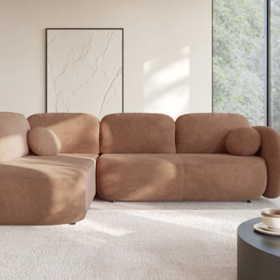 Rozkládací rohová sedačka COBOURG 2 - hnědá, levý roh