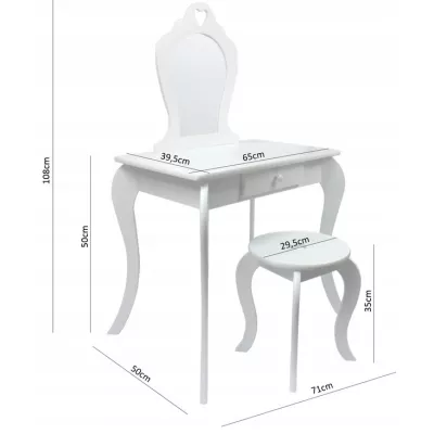 Dětský toaletní stolek se stoličkou MADOX - bílý