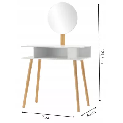 Toaletní stolek se stoličkou MADOX - bílý / hnědý
