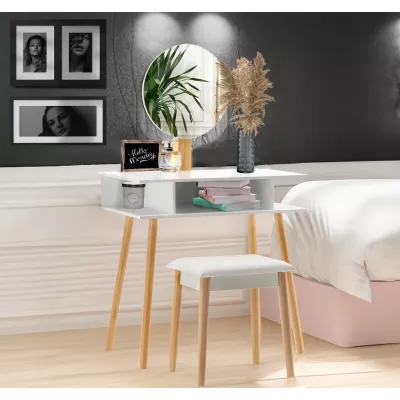 Toaletní stolek se stoličkou MADOX - bílý / hnědý