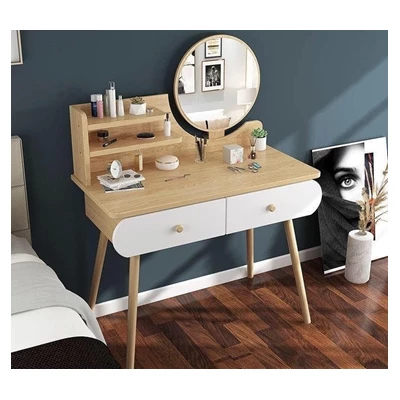 Toaletní stolek s nástavcem MADOX - hnědý / bílý