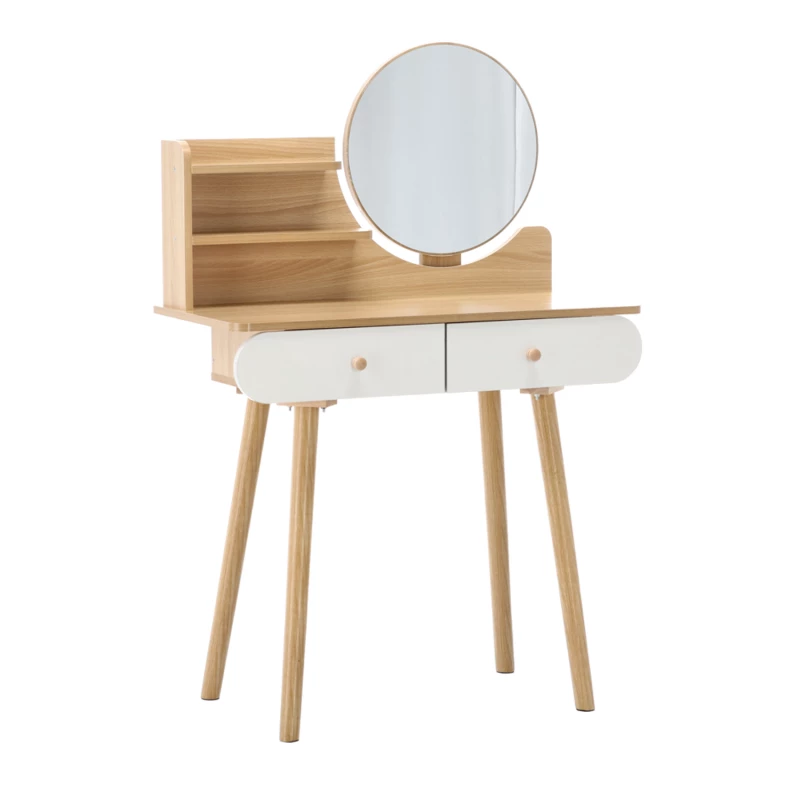 Toaletní stolek s nástavcem MADOX - hnědý / bílý