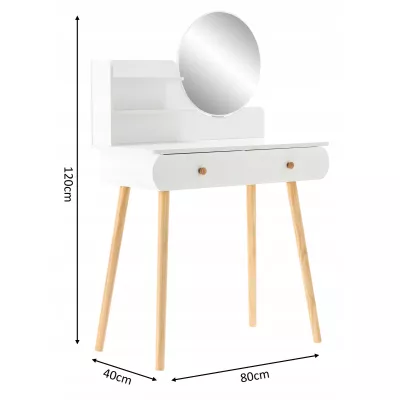 Toaletní stolek s nástavcem MADOX - bílý / hnědý