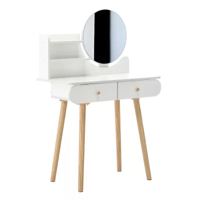 Toaletní stolek s nástavcem MADOX - bílý / hnědý