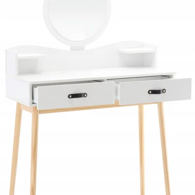 Toaletní stolek se zrcadlem MADOX - bílý / hnědý