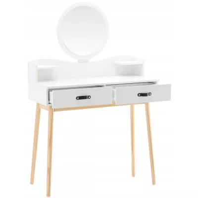 Toaletní stolek se zrcadlem MADOX - bílý / hnědý