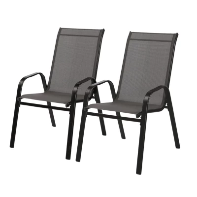 Set 2 zahradních židlí BELLA - šedý / černý