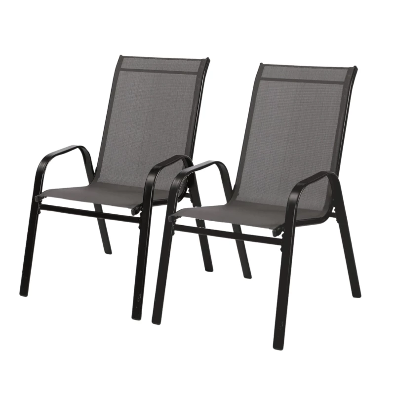 Set 2 zahradních židlí BELLA - šedý / černý