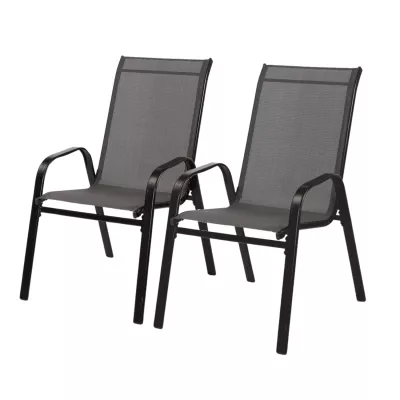 Set 2 zahradních židlí BELLA - šedý / černý