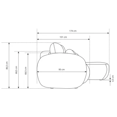 Rozkládací sedačka s úložným prostorem COBOURG 1 - světlá šedá 2, pravý roh