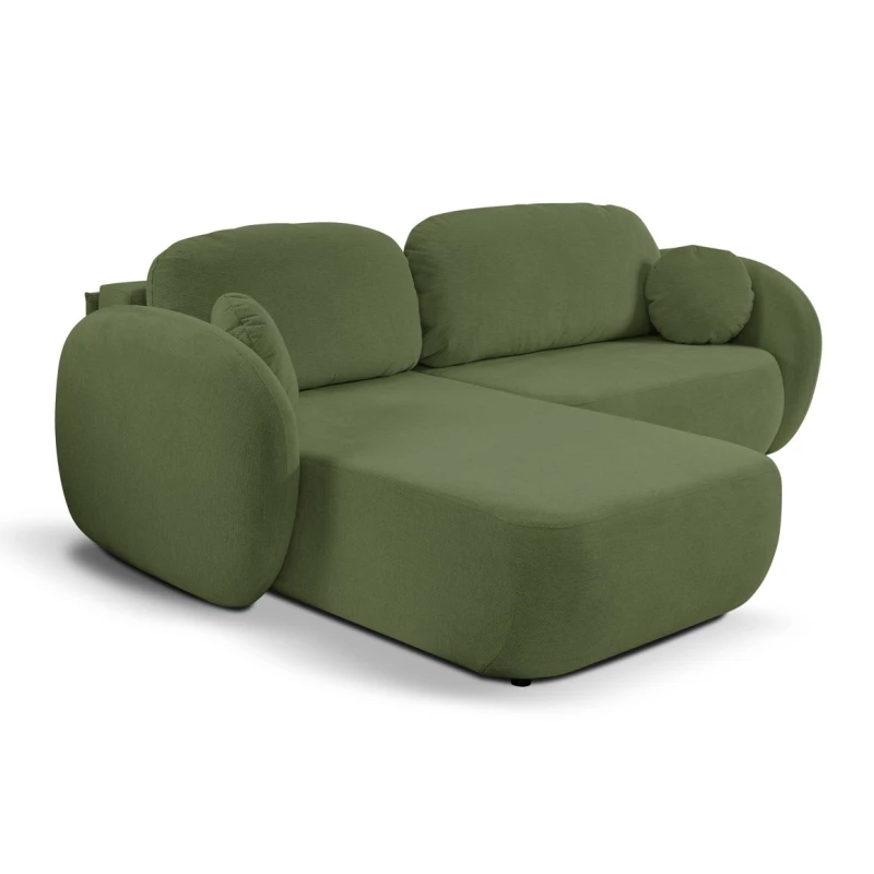 Rozkládací sedačka s úložným prostorem COBOURG 1 - tmavá zelená, levý roh