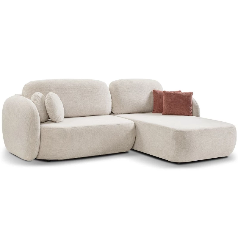 Rozkládací sedačka s úložným prostorem COBOURG 1 - béžová / růžová, pravý roh