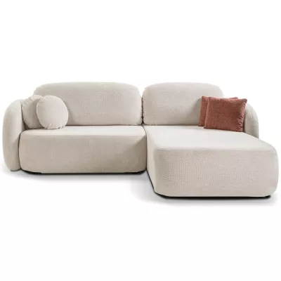 Rozkládací sedačka s úložným prostorem COBOURG 1 - béžová / růžová, pravý roh