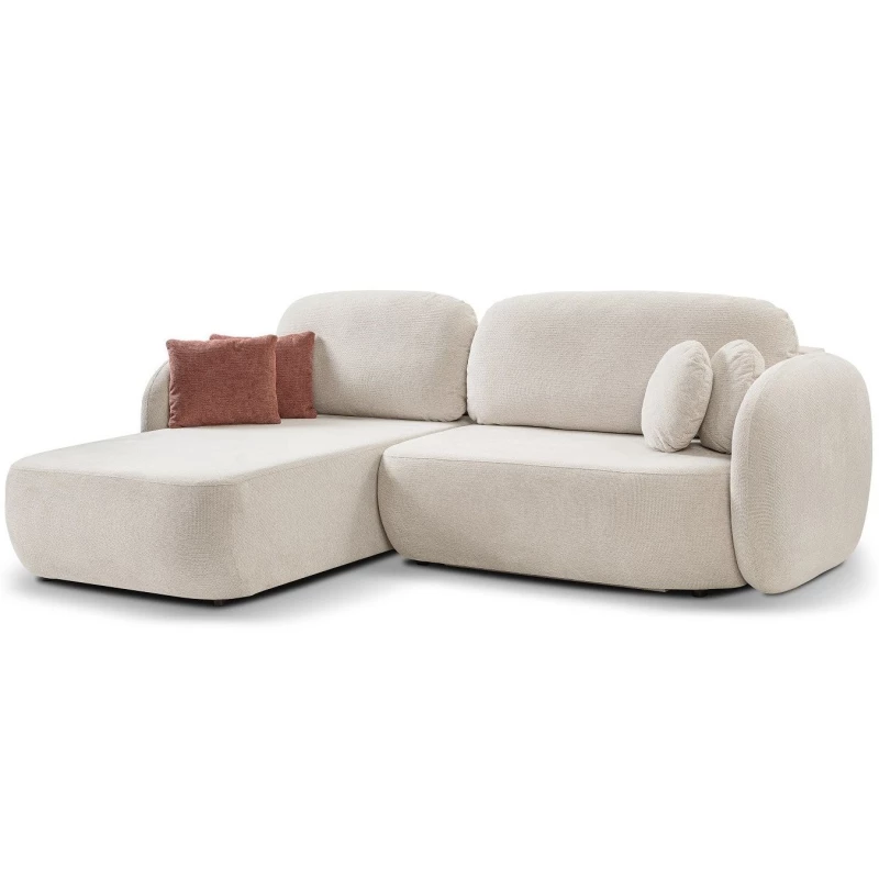 Rozkládací sedačka s úložným prostorem COBOURG 1 - béžová / růžová, levý roh