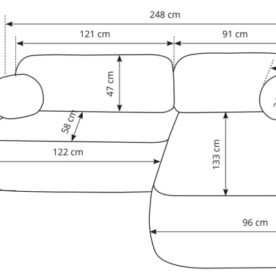 Rozkládací sedačka s úložným prostorem COBOURG 1 - bílá, pravý roh